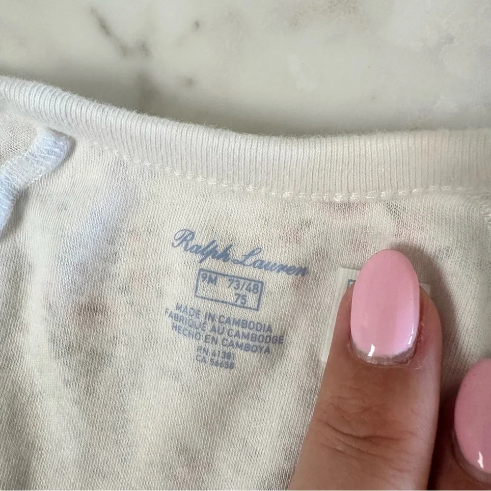 Ralph Lauren Baby Cotton Floral Footed Coverall/Onesie. Size 9M.